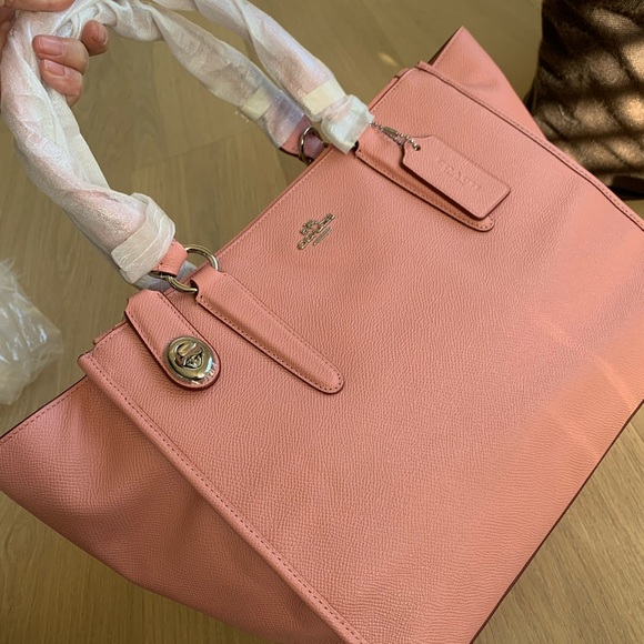 COACH 33995 CROSBY CROSSGRAIN LEATHER CARRYALL BAG SATCHEL PURSE Pink NEW - Picture 3 of 12